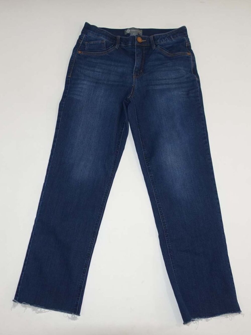 Democracy Women's Ab Technology Cropped Jeans Size 8 Blue Straight Leg Raw Hems